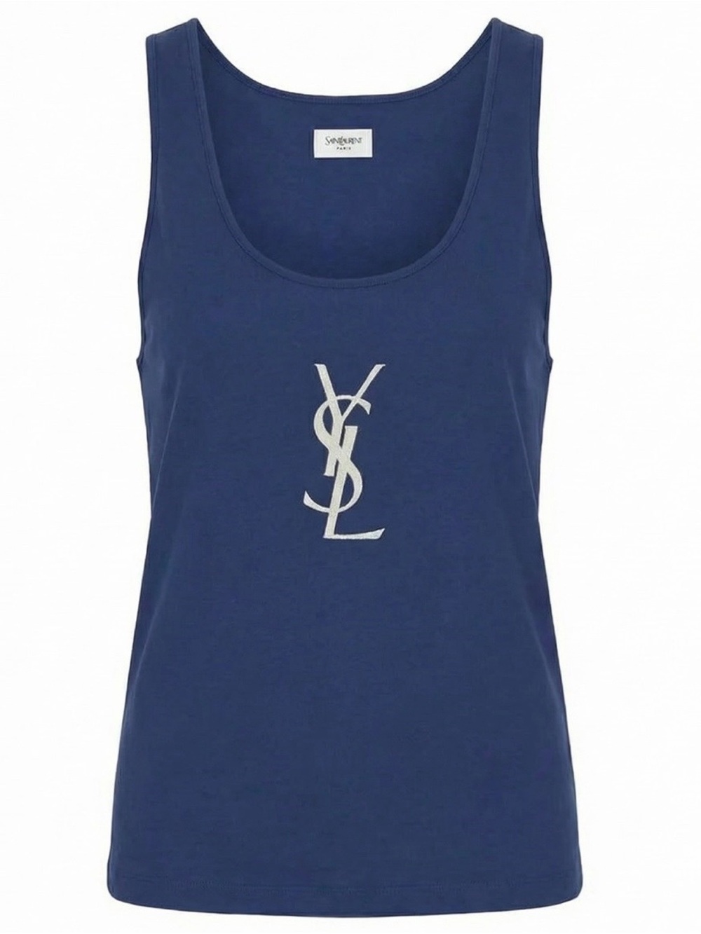 SAINT LAURENT YSL logo embroidered tank top